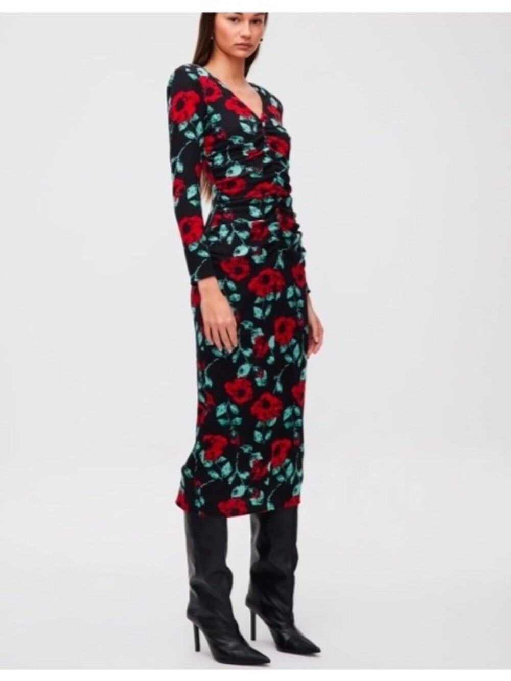 Mioh TRAFFIC Knitted Midi Dress with Roses, S